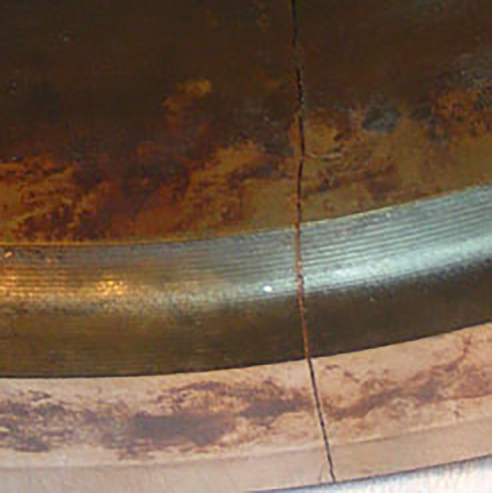 Inner ring crack caused by excessive hoop stress