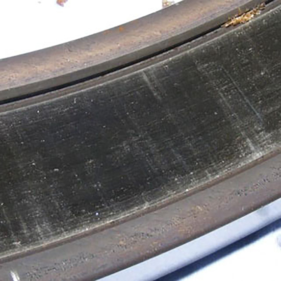 False brinelling and scratches likely to have been caused during transportation of inappropriately packed bearings